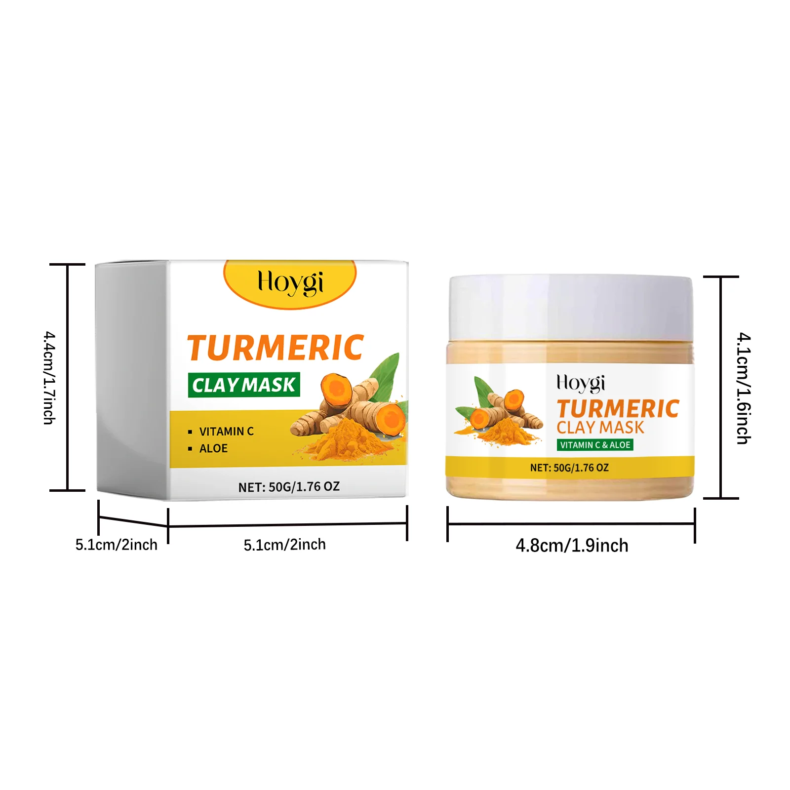 Hoygi Turmeric Facial Clay Mask Refining Pores Deep Cleaning Dull Skin Moisturizing Oil Control Oil Control Exfoliating Mud Mask