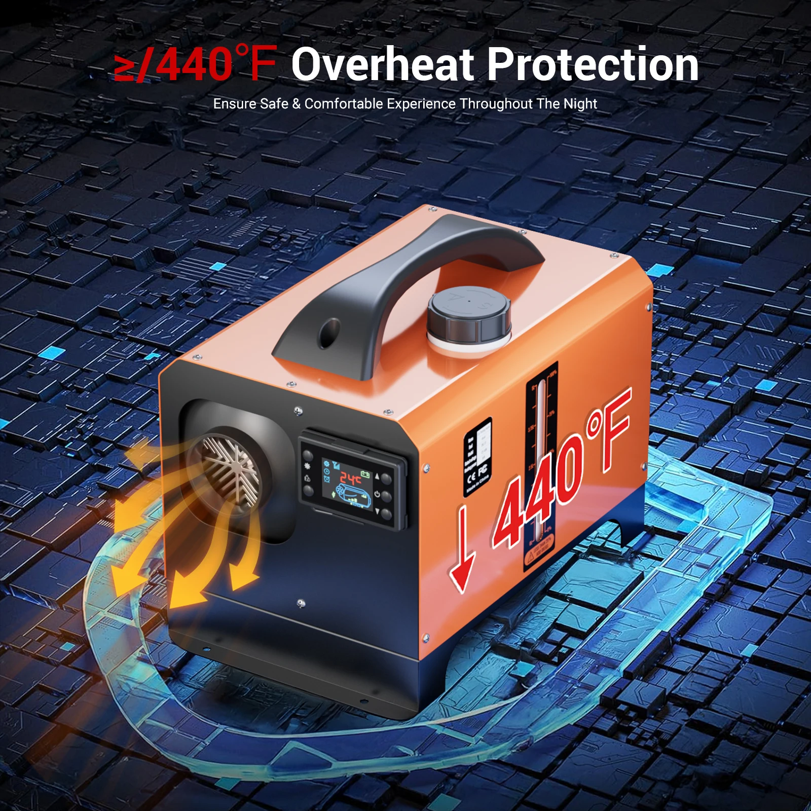 8KW Portable Diesel Heater, Horizontal Diesel Air Heater All in One with Remote Control and LCD Screen, Fast Heating Low Noise