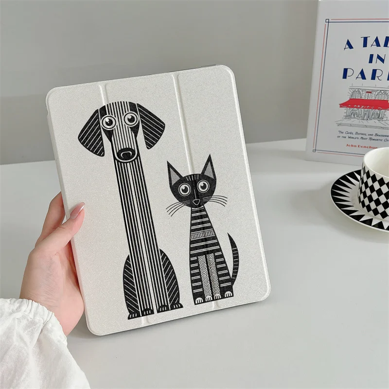 Art Kitten Puppy Tablet Case for iPad Air 2024 Pro 11 inch iPad Air 5 4 10.9 10th 5 6 7 8 10.2 9.7 inch Air3 10.5 mini 6 5 Cover