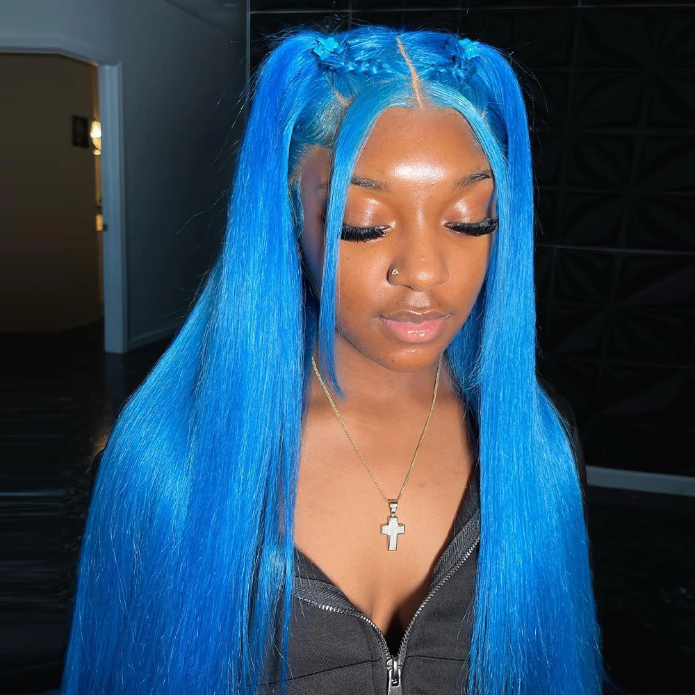 Peluca de cabello humano con frente de encaje transparente 13X4 13x6, color brasileño, pelucas de cabello humano 613 para mujeres prearrancadas