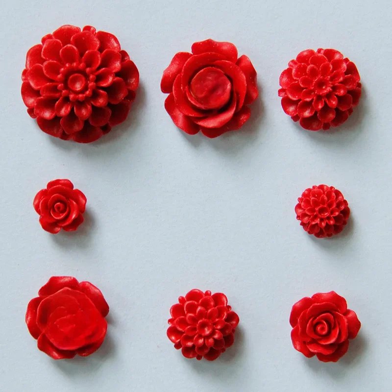 5 sztuk/partia 15/21/25/34mm czerwona glina polimerowa żywica róża dekoracje kwiaty koraliki na bransoletkę naszyjnik rzemiosło biżuteria Diy akcesoria — zdjęcie 2
