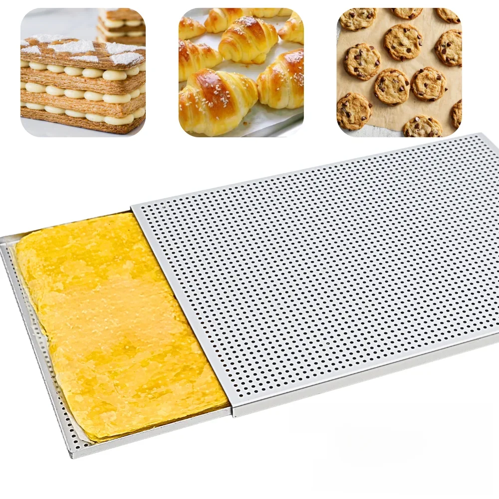 Rechteckige Mille Feuille Backform Blätterteig Backblech perforierte Backform Schüssel Backblech