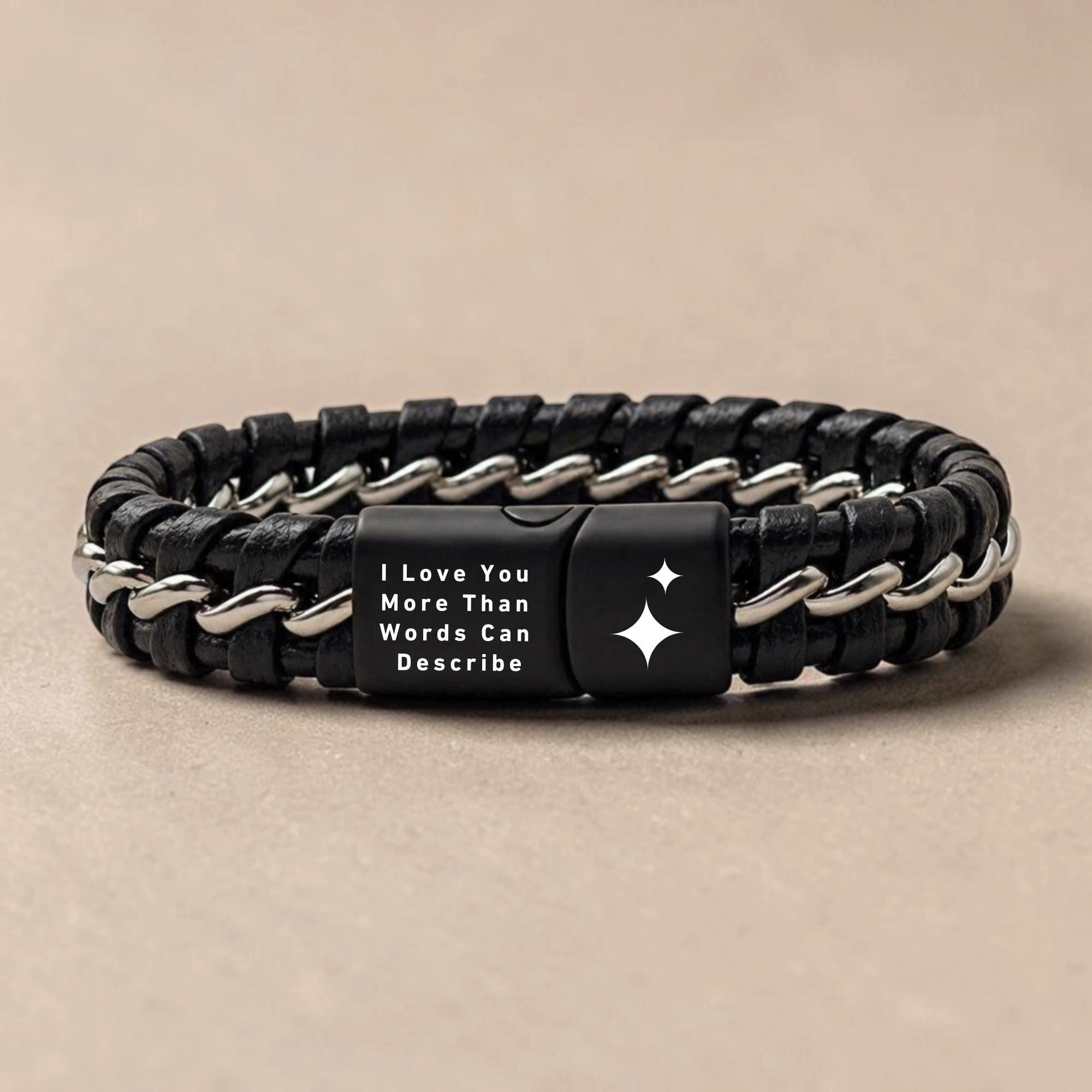 Personalized Engraved Name Bracelet Men Stainless Steel Braided Chain Clasp Custom Jewelry Father's Day Gift Dad Husband view 6