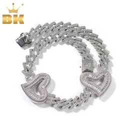 THE BLING KING Big Hollow Hearts Two Colors CZ With Miami Cuban Necklace Iced Out Baguettecz Fashion Hiphop Jewelry