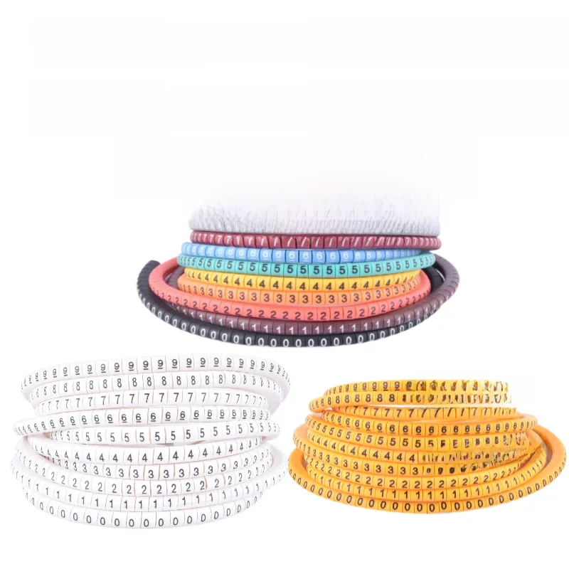 500 pièces EC-0/1/2/3 marqueur de fil de câble 0 à 9 pour la taille du câble 1.5/2.5/4.0/6.0 sqmm marqueurs de câble de tube de numéro coloré marquage d'étiquette