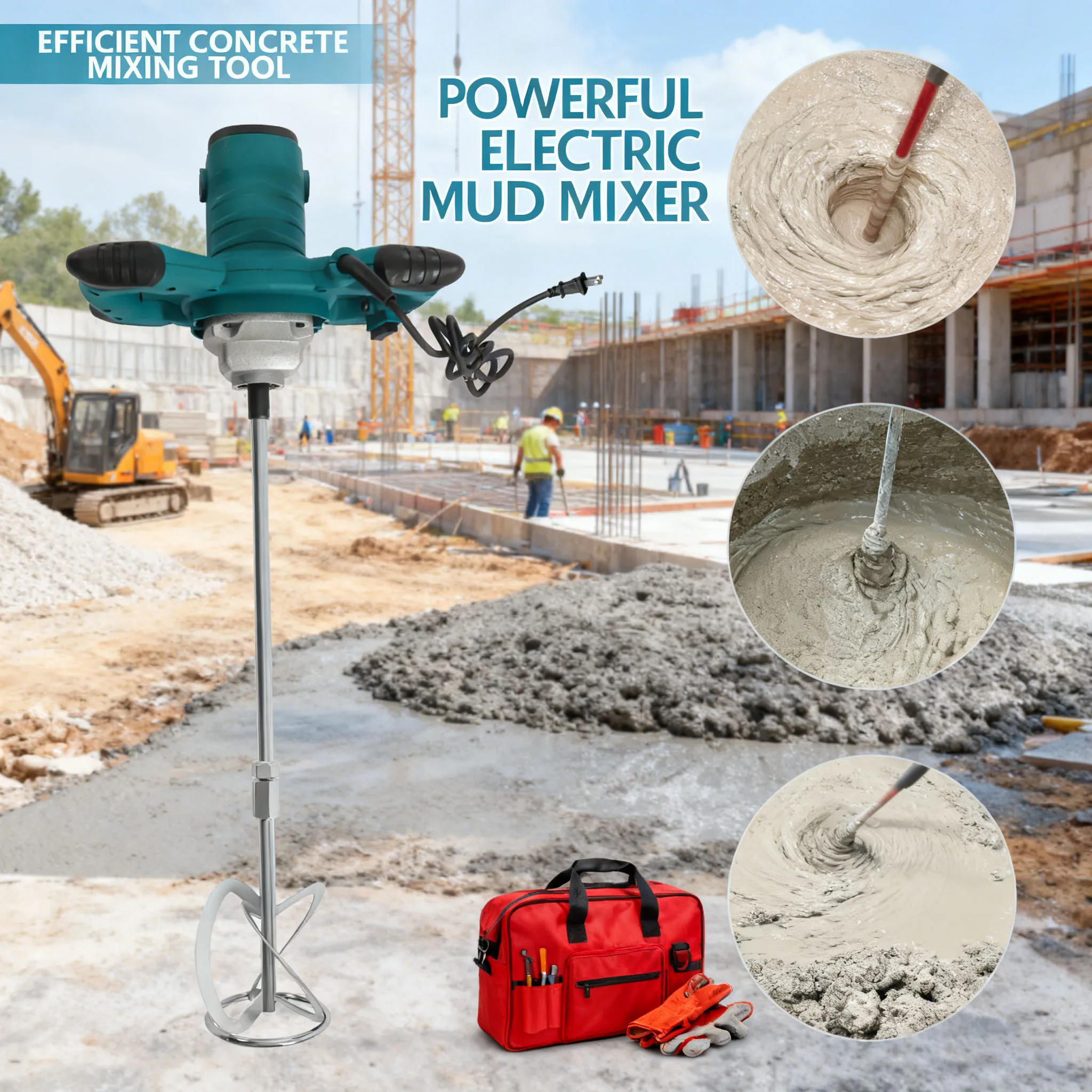 

2100W Mortar Mixer, 6-Speed Adjustment, Concrete Stirrer, Cement Stirrer, Concrete Mixer, Mixing Machine For Cement, Concrete