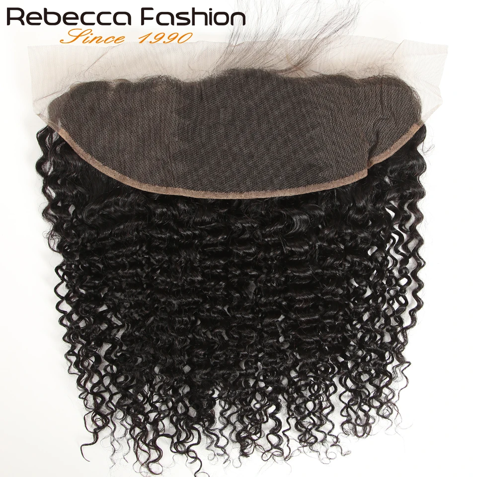 180D 13X4 Ear to Ear Kinky Curly Lace Frontal Closure Pre-Plucked Curly Human Hair Frontal Closure Brazilian Curly Closure