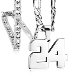 Design 0-99 Number Pendant NK Necklaces for Men Women Kids Girls Team Stainless Steel Choker Figaro Chain Fashion Jewelry Gifts