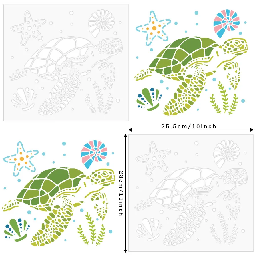 1PC 11.8inch Sea Turtle Stencil Template for Painting DIY Wall Wood Fabric Ocean Theme Decor