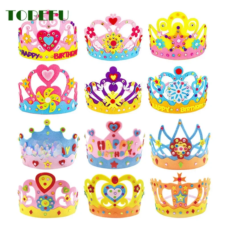 Bricolage artisanat jouet couronne papier créatif paillettes fleurs étoiles modèles jouets pour enfants enfants maternelle Art fête décorations