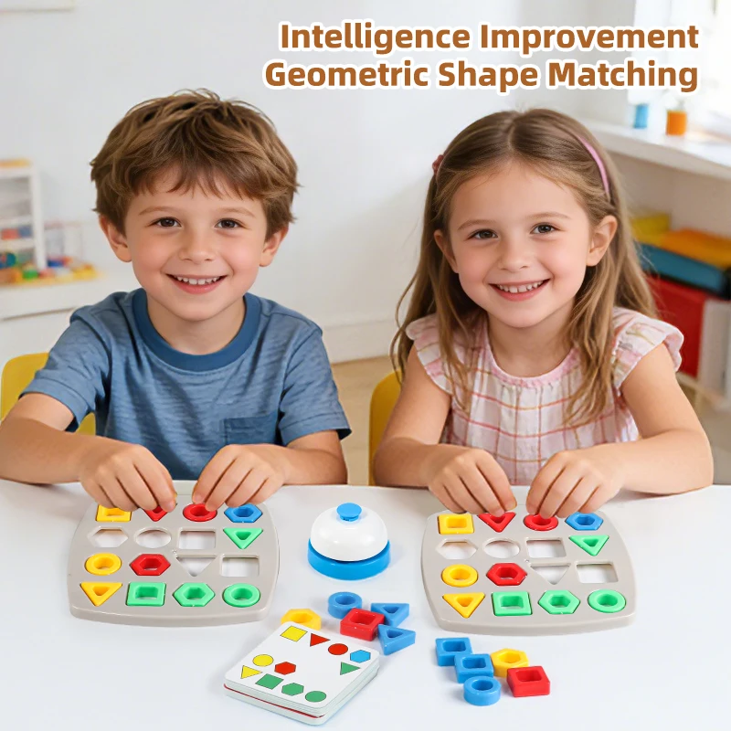 Shape Matching Board Game Kids Color Geometric Recognition Sensory Toy with Bell
