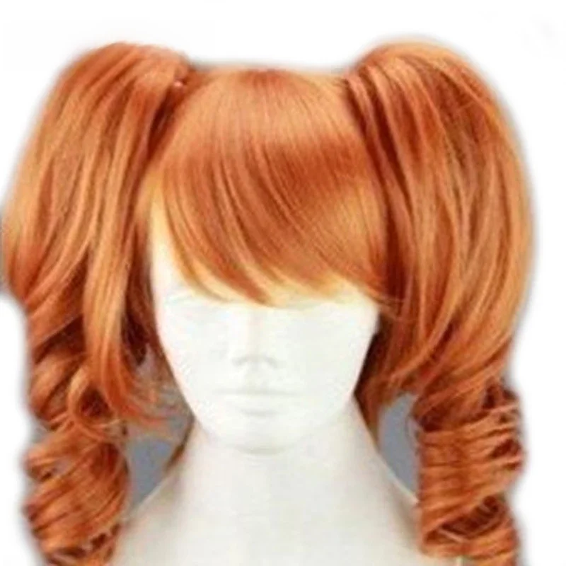 HAIRJOY ​​45cm średniej długości pomarańczowa peruka do cosplay żaroodporne impreza przebierana peruki syntetyczne 2 klips na kucyk 7 kolorów — zdjęcie 2