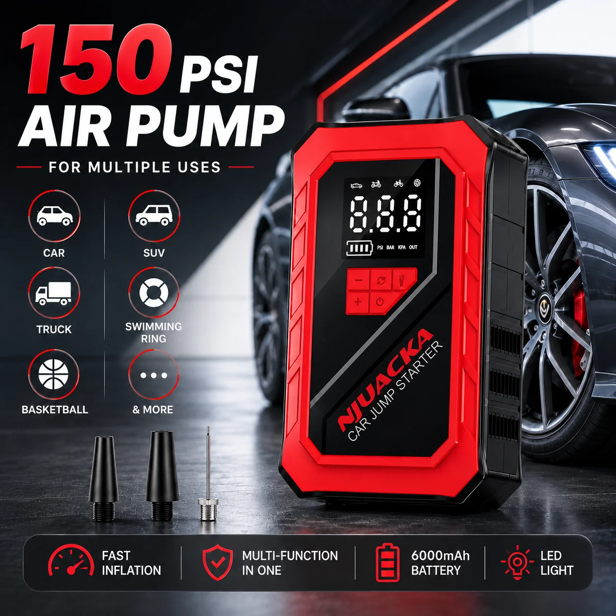 NJUACKA 3000A Peak 8-in-1 Trag – Portable Jump Starter Bewertung und Preis