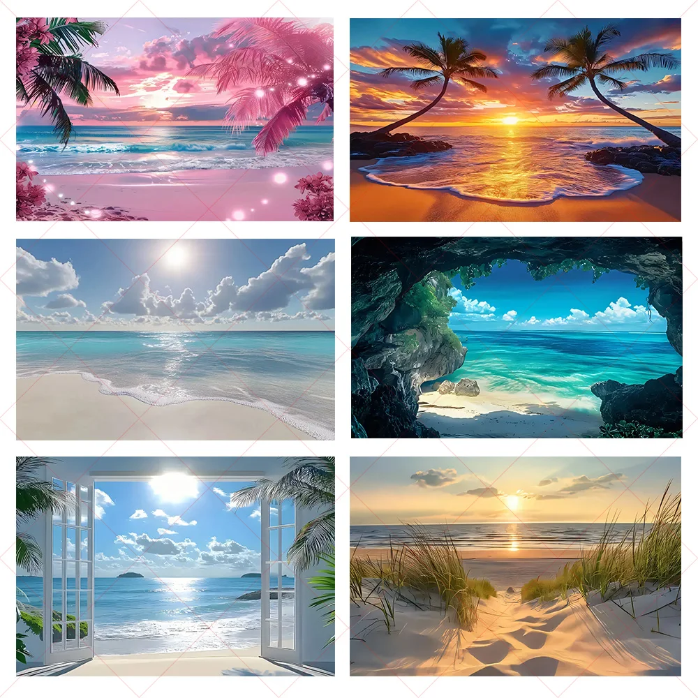 

﻿ Hawaiian Ocean Background Banner Beach Party Decoration Baby Shower Supply Nature Scenery Photography Backdrop Photo Studi