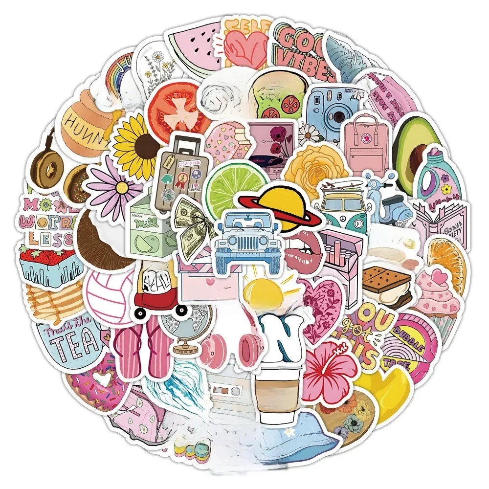 AliExpress NONE 100PCS Cute Cartoon Summer Freshness Graffiti Stickers for Bicycle Hand Account Pencil Case Decals