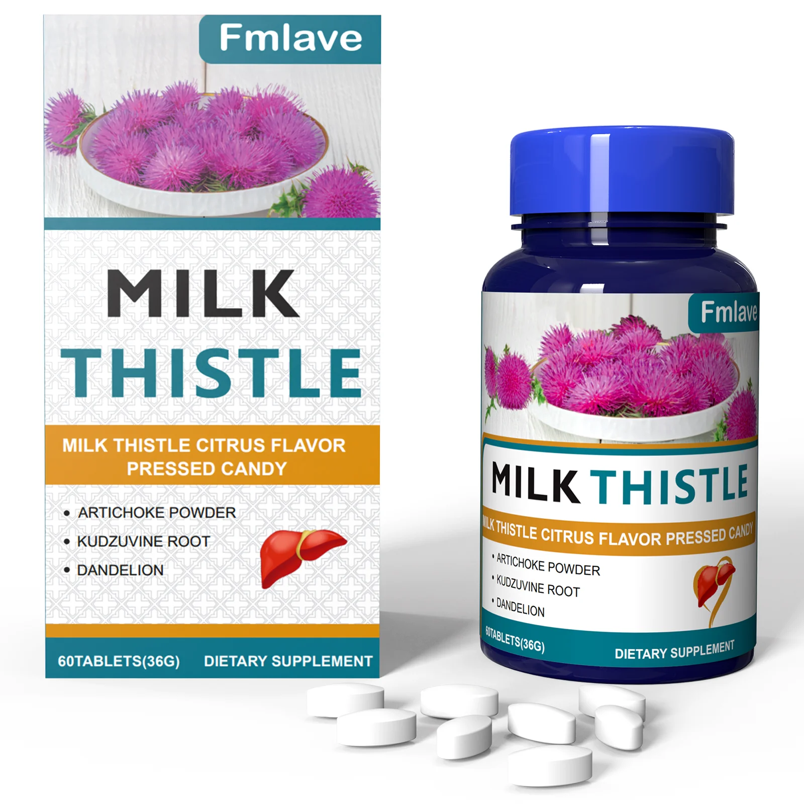 Milk Thistle Liver Cleanse, 60 Tablets – Supports Liver Health, Antioxidant, with Artichoke, Kudzuvine Root, Dandelion