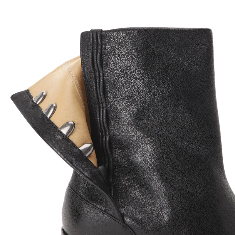 Genuine Leather Unisex Tabi Ankle Boots 6cm High Heels Women Men’s Women’s Split Toe Boots Fashion Shoes Women Botas de mujer