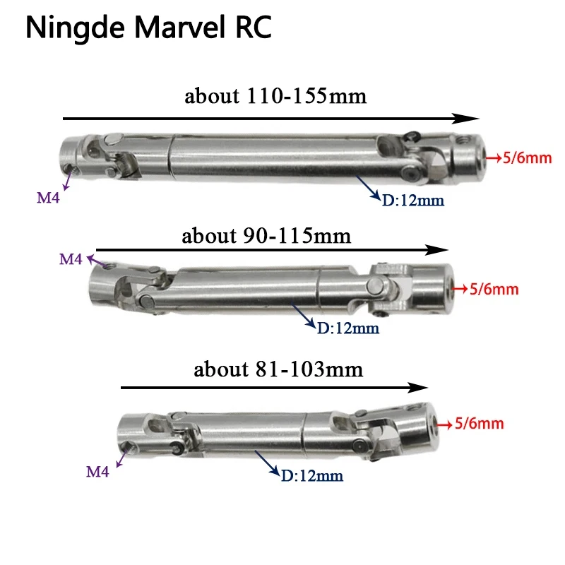 1 szt. Teleskopowy uniwersalny wał napędowy o wysokiej twardości do części do zdalnie sterowanego samochodu osiowych 1/10 SCX10