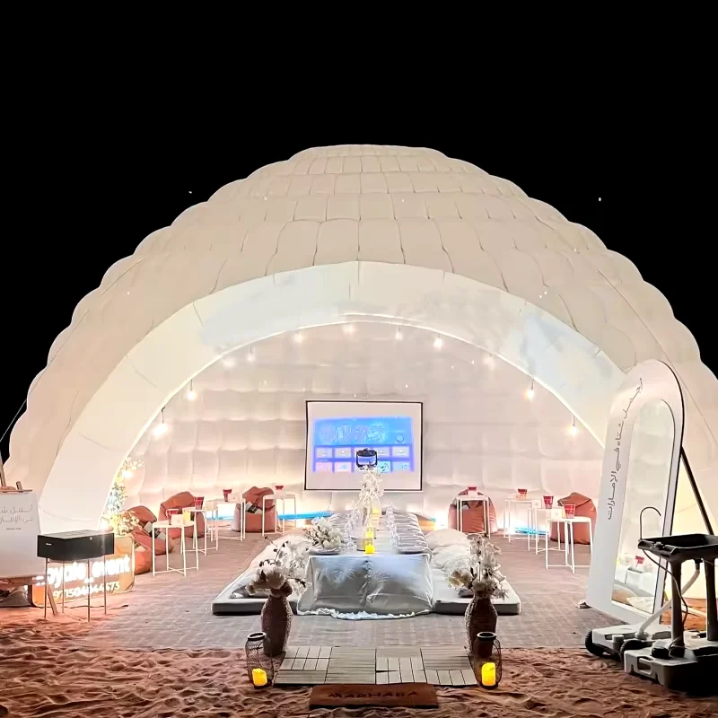 Stock Portable LED Inflatable Igloo Dome Tent Night Club Marquee Dome House Igloo &Air Blower For Exhibition Camping Party Event