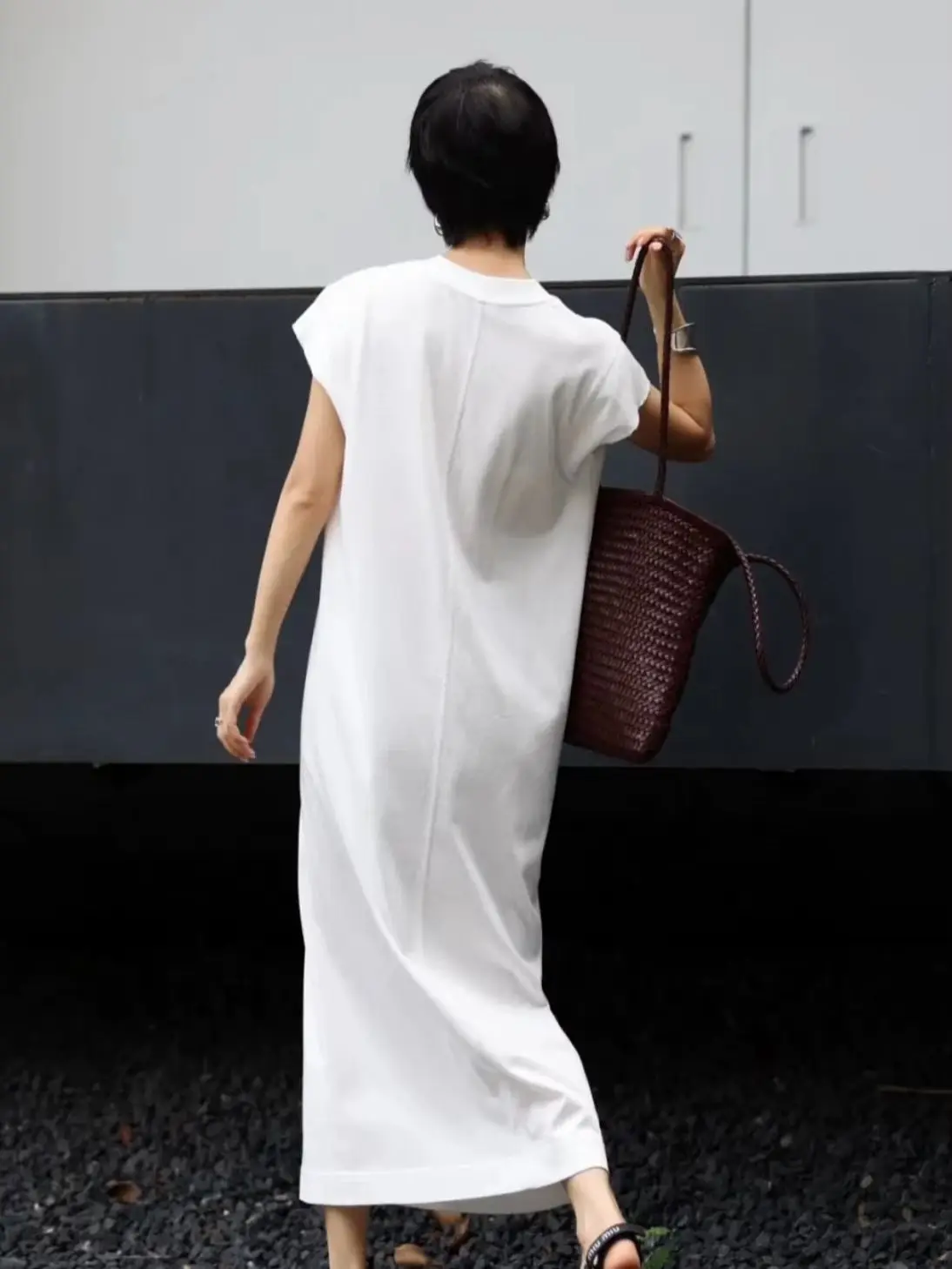 Women's summer casual cotton T-shirt dress