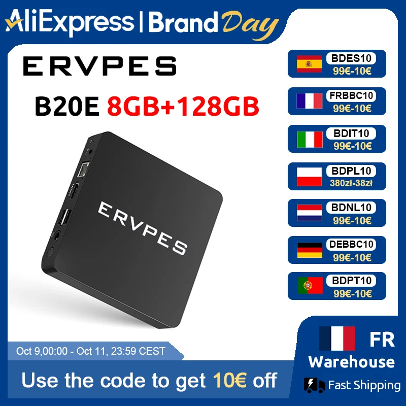 Mini PC ERVPES B20E Windows 11 Pro 8GB RAM 128GB SSD Intel 6500Y Computer Desktop Micro con Wifi Dual-Band Mini PC