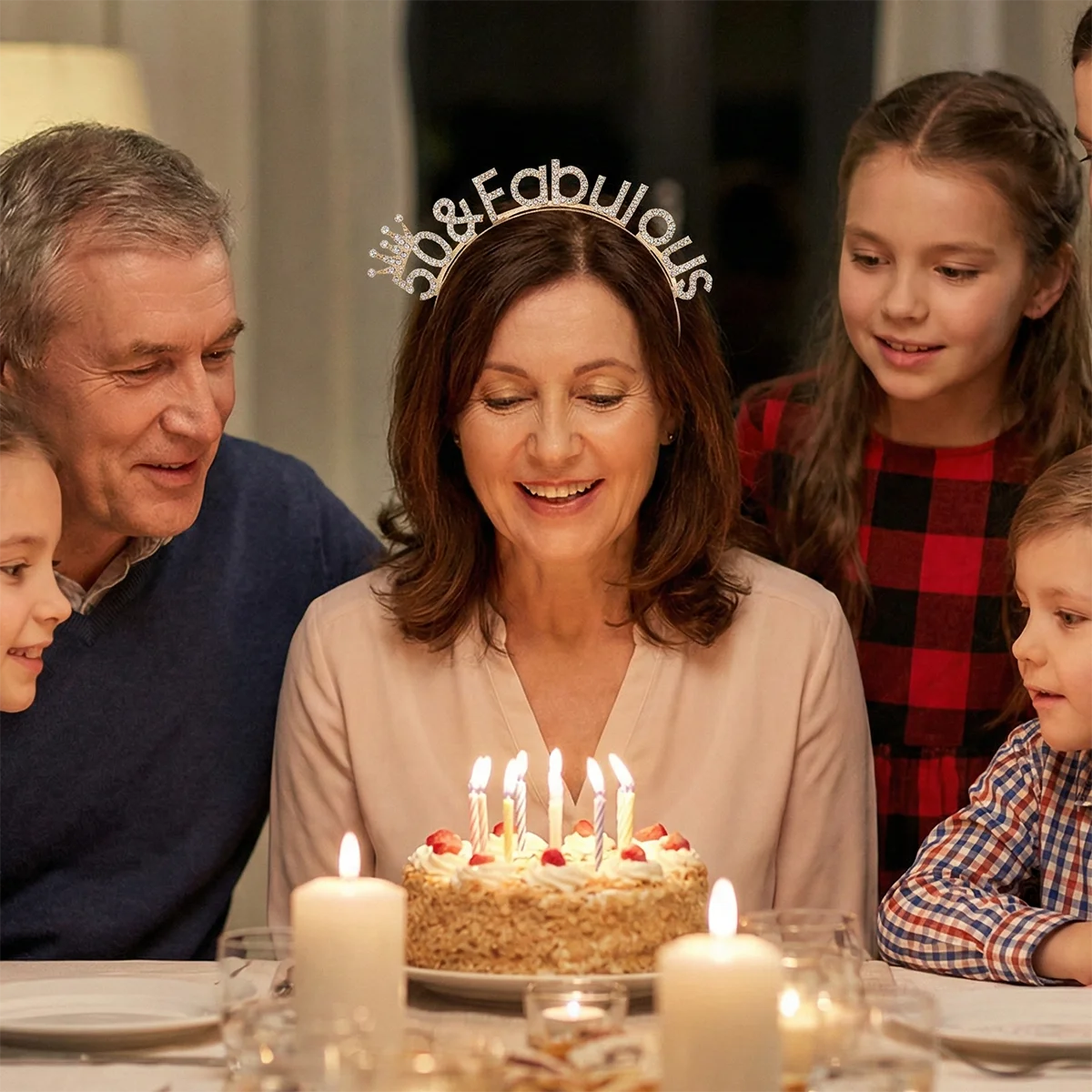 Premium Metal 50 & Fabulous Tiara with Comfort Rubber Tips - Sparkly Rhinestone Birthday Crown for Women 50th Anniversary Party