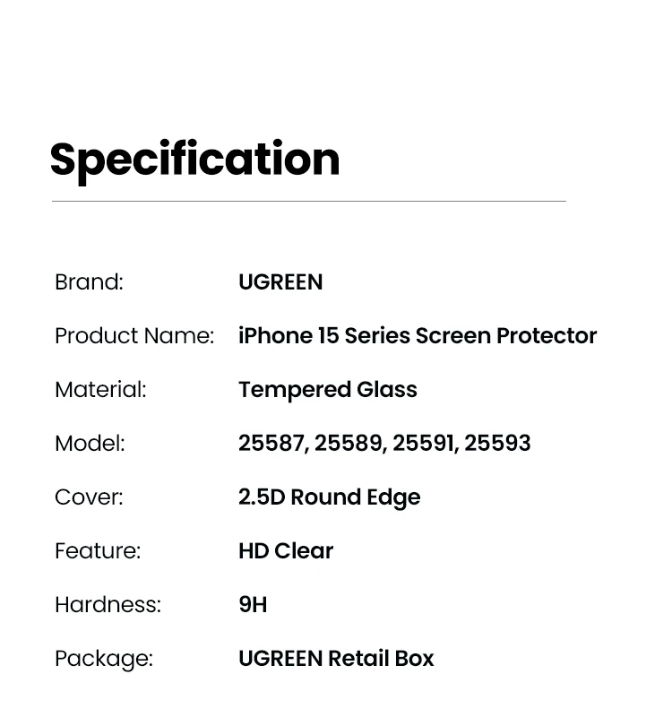 UGREEN 2PCS Screen Protector For iPhone 18 17 16 15 14 13 Pro Max Tempered Glass For iPhone 16 Plus Screen Protectors 15pro Film