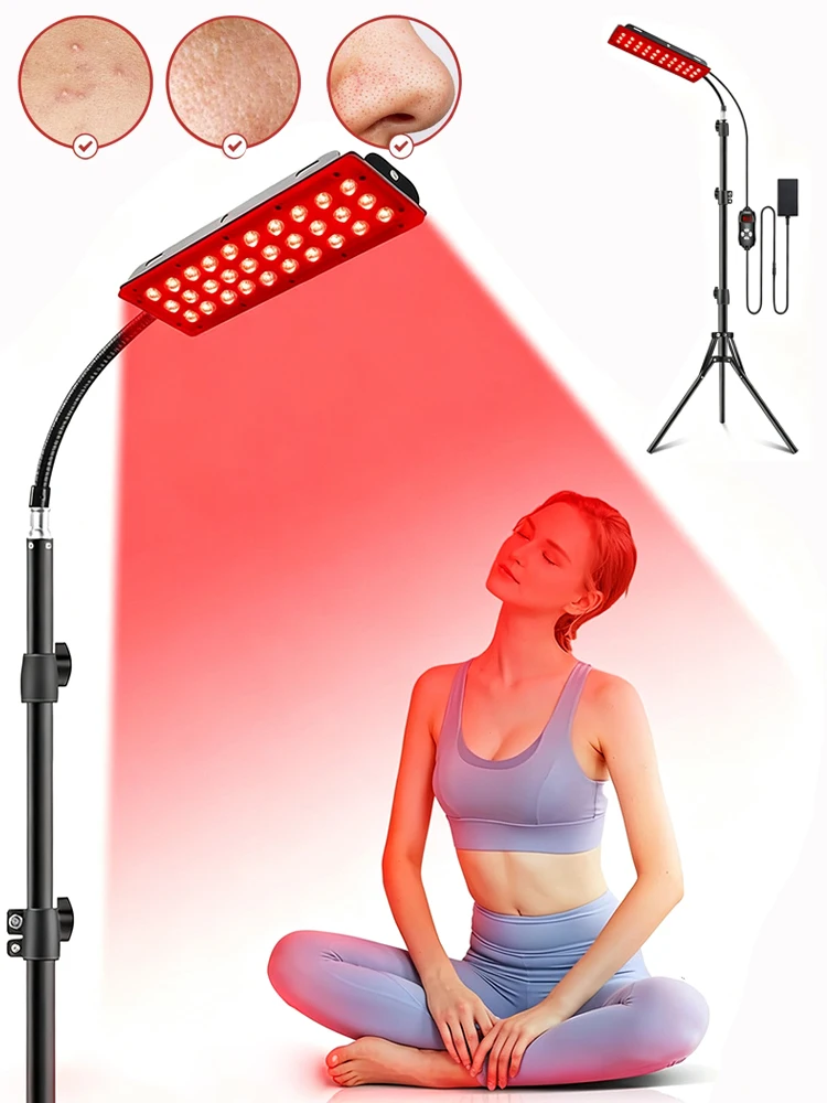 Rotlichttherapie-Lampe, LED-Infrarotlichttherapie-Panel mit Ständer, Hautverjüngung, Anti-Aging-Gerät für den Hausgebrauch, Infrarotlichtgerät für Gesicht und Körper.
