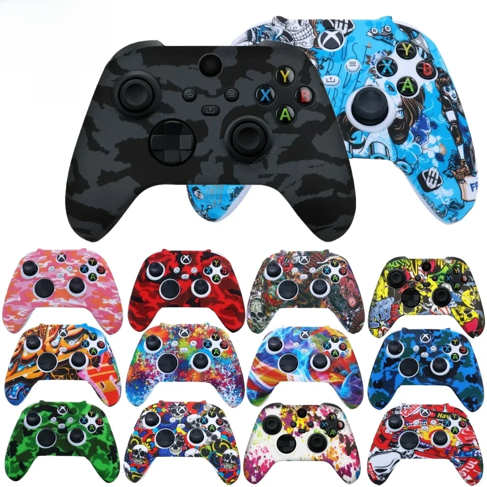 Étuis de manette de jeu housse en Silicone souple étui de protection antidérapant pour manette de contrôleur Xbox série X/S avec 2 capuchons de poignée de pouce