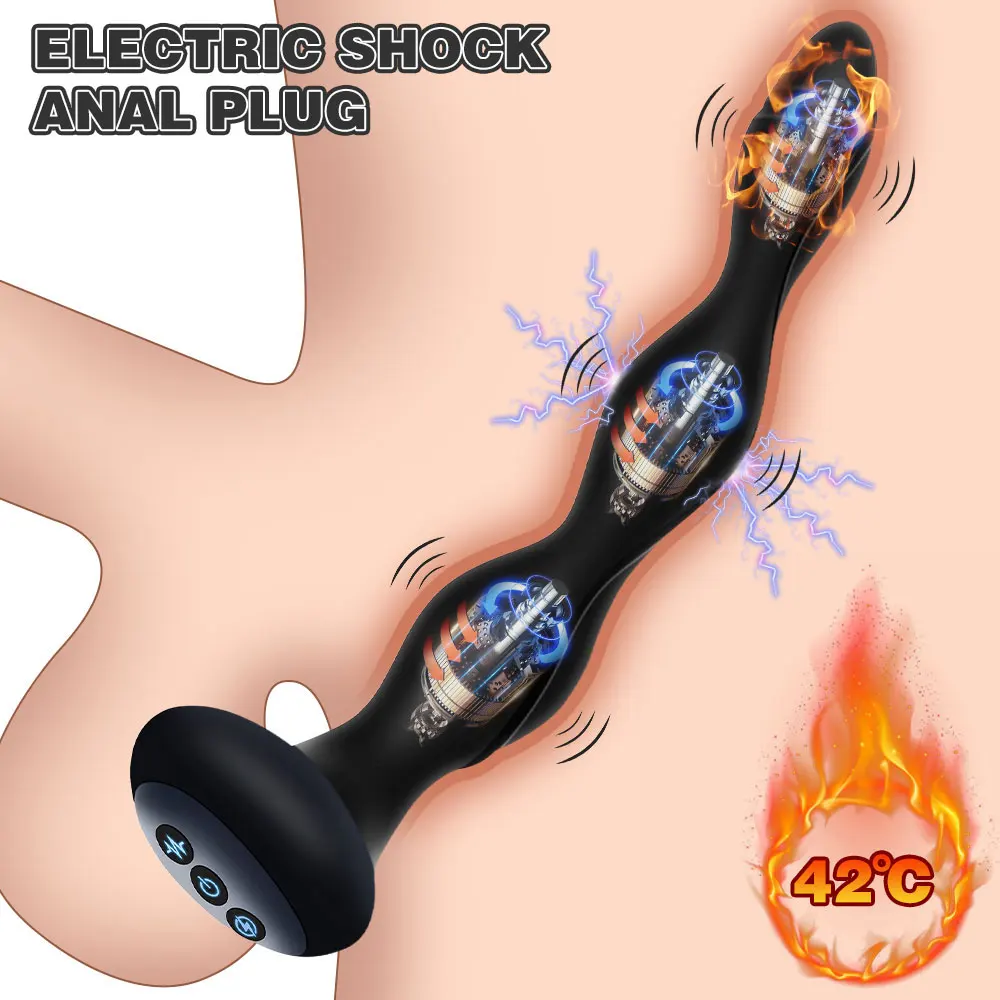 5-Frequency Electric Shock Butt Plug Anal Plug Vibrator Anal Bead Female Masturbator Prostate Massager Erotic Sex Toys for Women