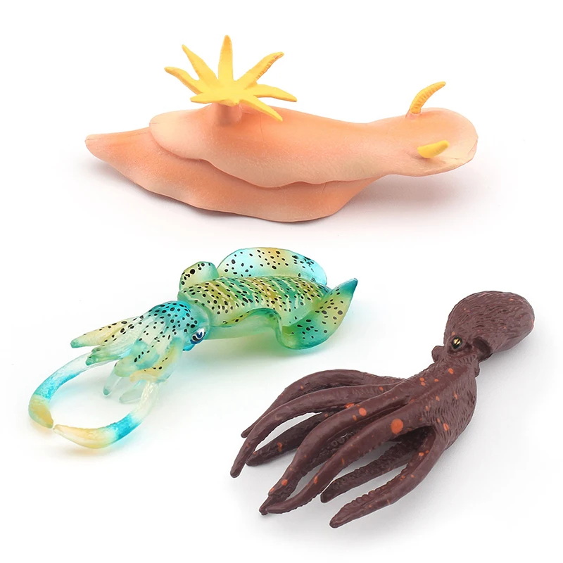 Simulation Marine Life Aplysia Spotted Squid Cuttlefish Model Action Figures Ocean Animals Miniacture Children Educational Toys