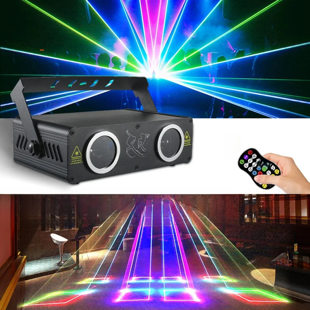 2 Lens DJ Laser Party Light 600MW RGB Animation Lazer Light Projector 3D Animation Laser for Disco Nightclub Wedding Event Shows