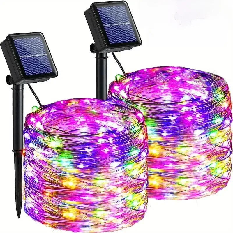 Fairy Lights Solar Garden Lights String Lights z 8 trybami Wodoodporne światła druciane na patio Yard Trees Christmas Party — zdjęcie 2