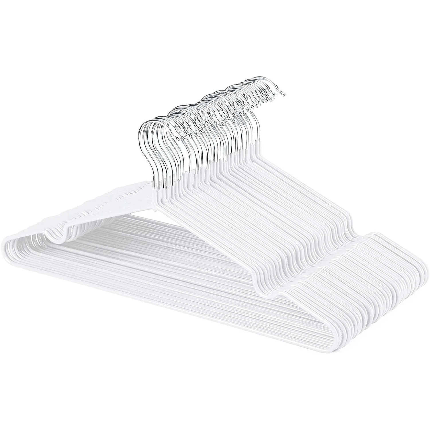 KROWN - Perchas Metálicas Blancas Antideslizantes, Resistentes y Duraderas para Chaquetas, Pantalones y Blusas