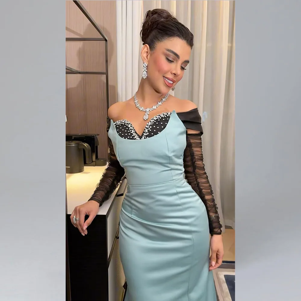 

Temperament Prom Gown for Women Off the Shoulder A-line Sheath Backless Elegant Evening Party Dresses فساتين للحفلات الراقصة