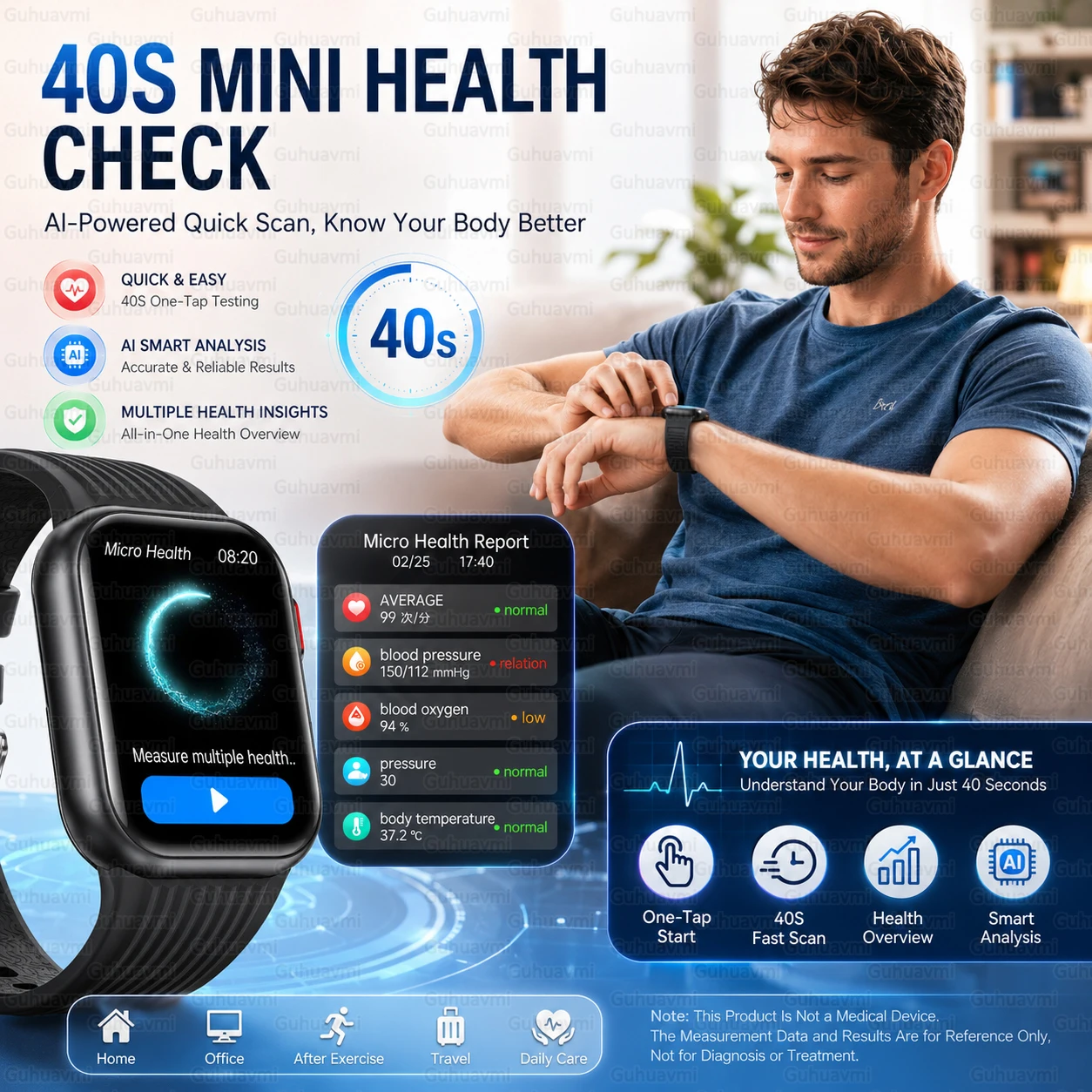 Air Pump Smartwatch Accurate B - Fall Detection Watch recension och pris