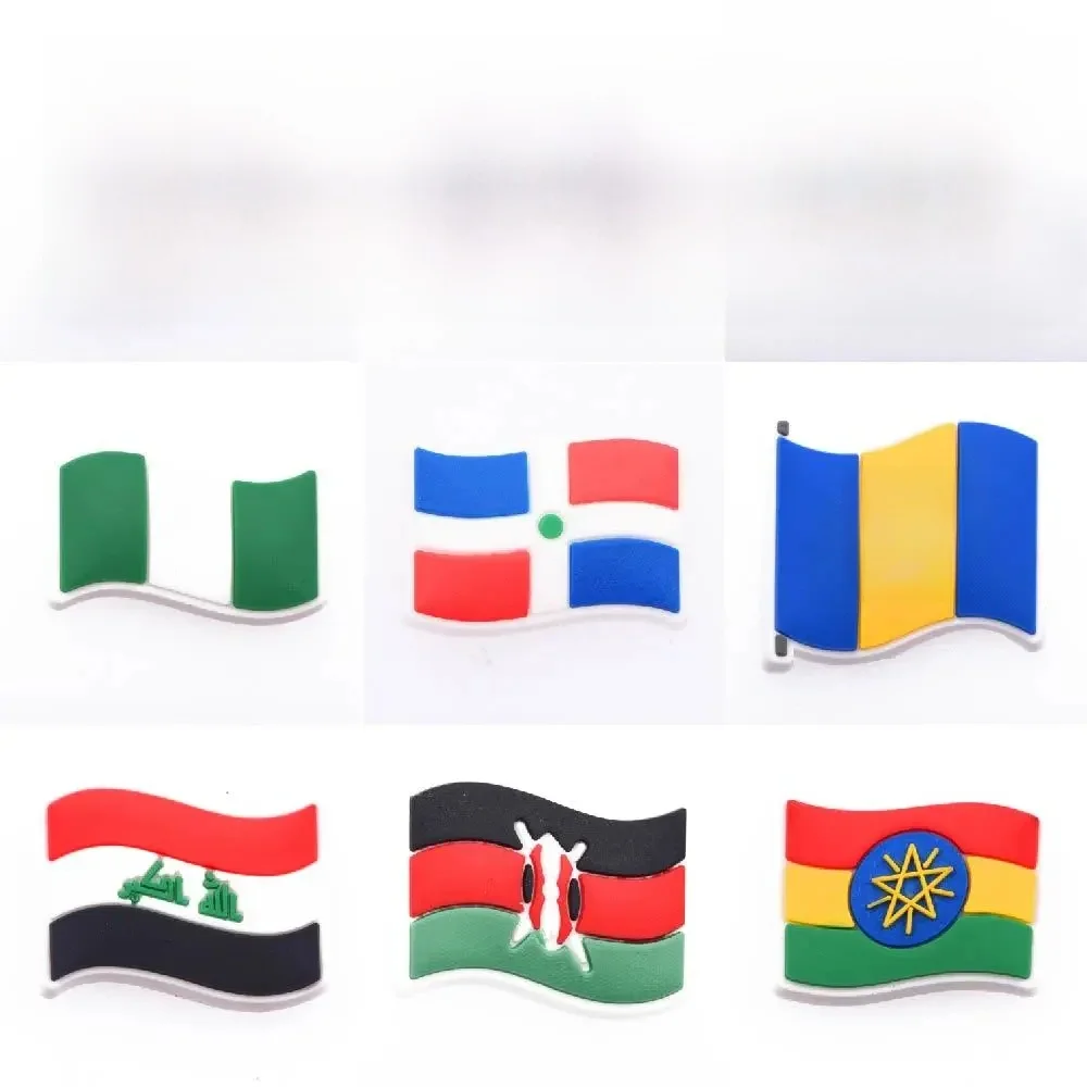 Breloques de chaussures pour femmes, nouveau Design, 1 pièce, décorations de chaussures, drapeau africain, accessoires de Bracelet, Ghana, jamaïque, éthiopien, Nigeria