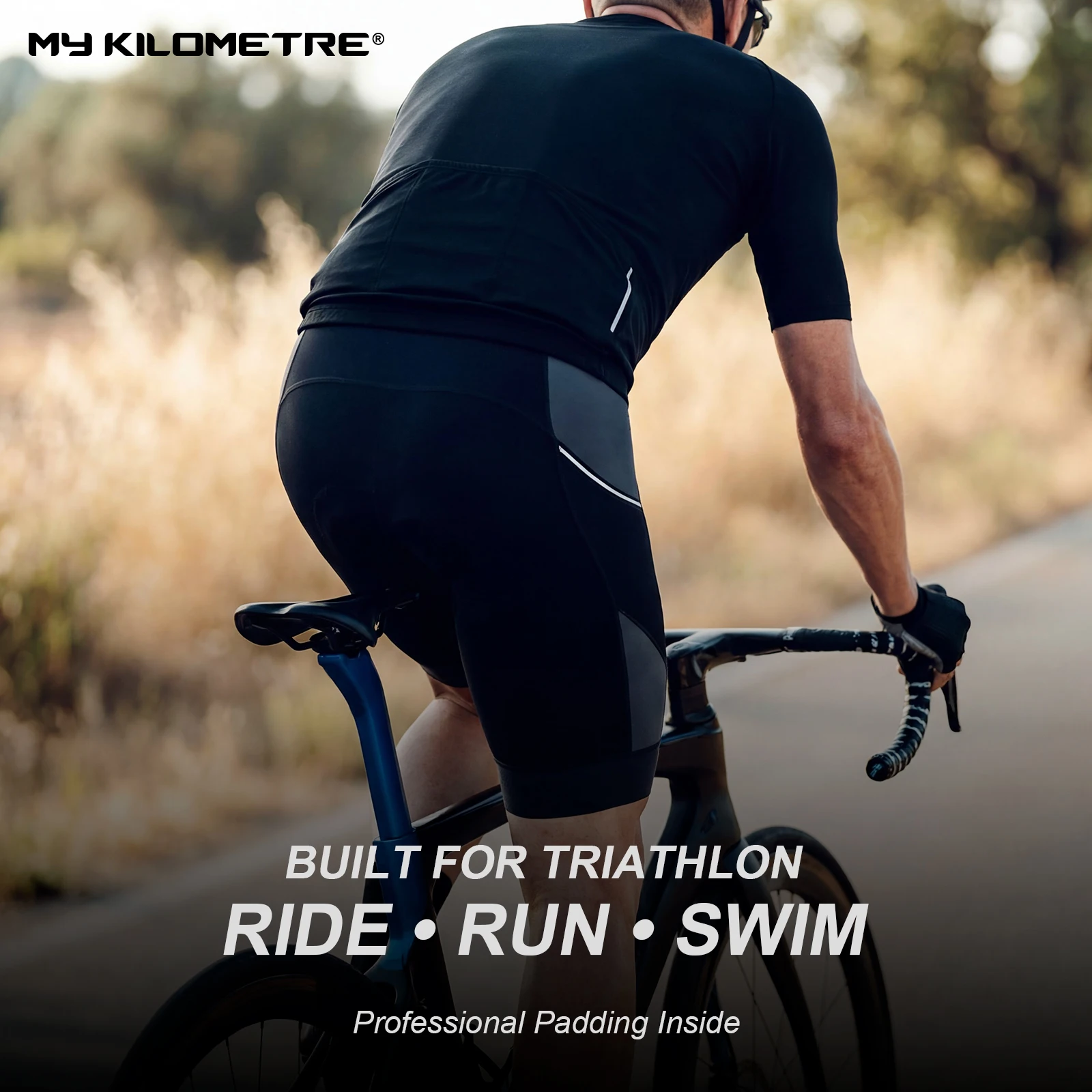 

Men’s Triathlon Shorts Compression Quick Dry Breathable Cycling Running Swim Tri Shorts Padded Race Bike Shorts MY KILOMETRE