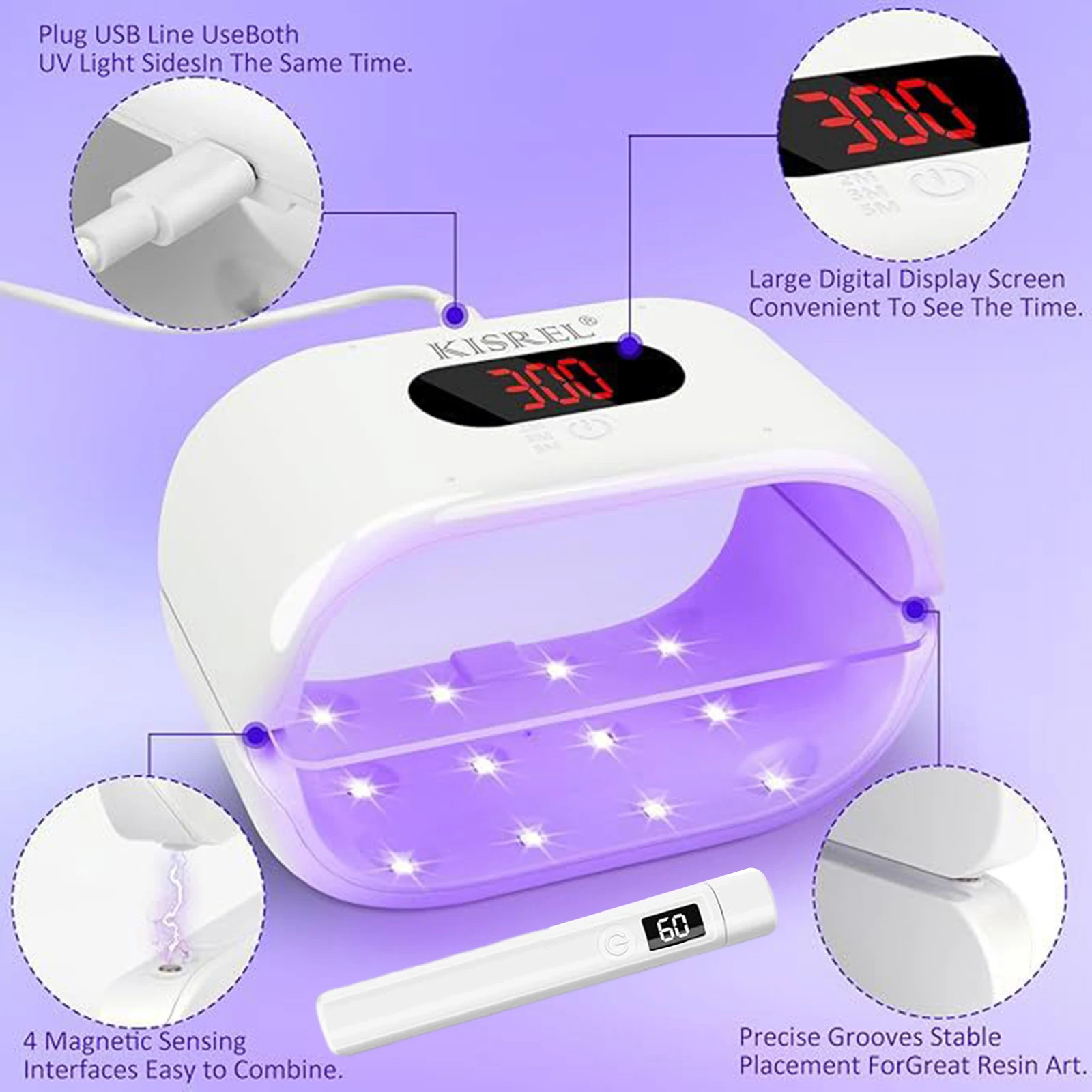 

36W Resin Light Fast Curing Professional Resin Curing Lamp Adjustable Timer Accessory Detachable Curing Lamp Digital Display