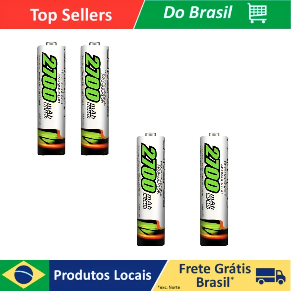 4 Baterías AAA Batería Recargable 2700 Mah Durable Cartela