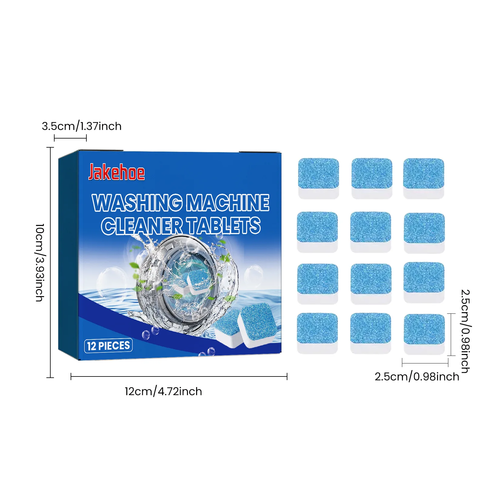 Jakehoe 12pcs Washing Machine Cleaning Tablets Tank Descaling Remove Odor Detergent Clean Laundry Machine Decontamination Tablet