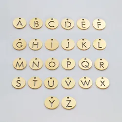 10 pcs 10mm Gold Color Capital Letter DIY Pendant Stainless Steel Alphabet Charm for Necklace Bracelet Earring Jewelry Making