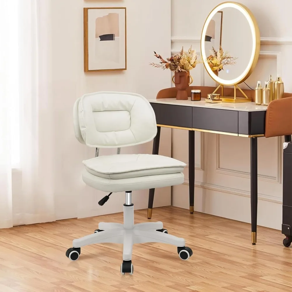 

Small Rolling Stool with Backrest - 360° Swivel Rolling Chairs with Wheels,Adjustable Height Armless Vanity Chair, Thickened Sea