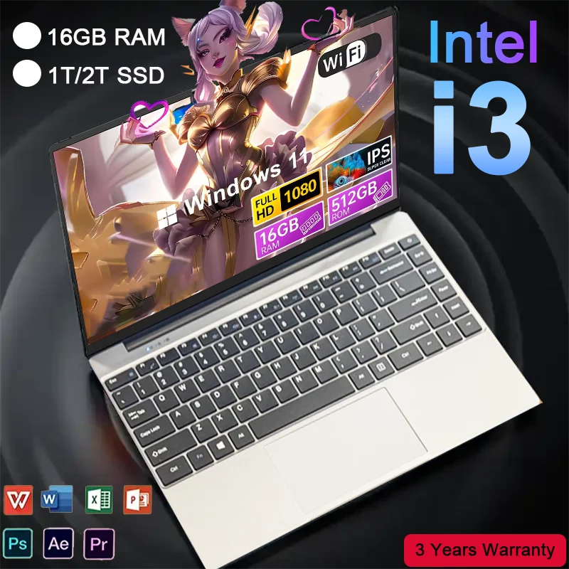 Portátiles de 14.1 Pulgadas 2026, Intel Core i3-6100U, 16GB RAM, 1TB/2TB SSD, Windows 11, Portátil para Negocios y Estudios, Computadora PC