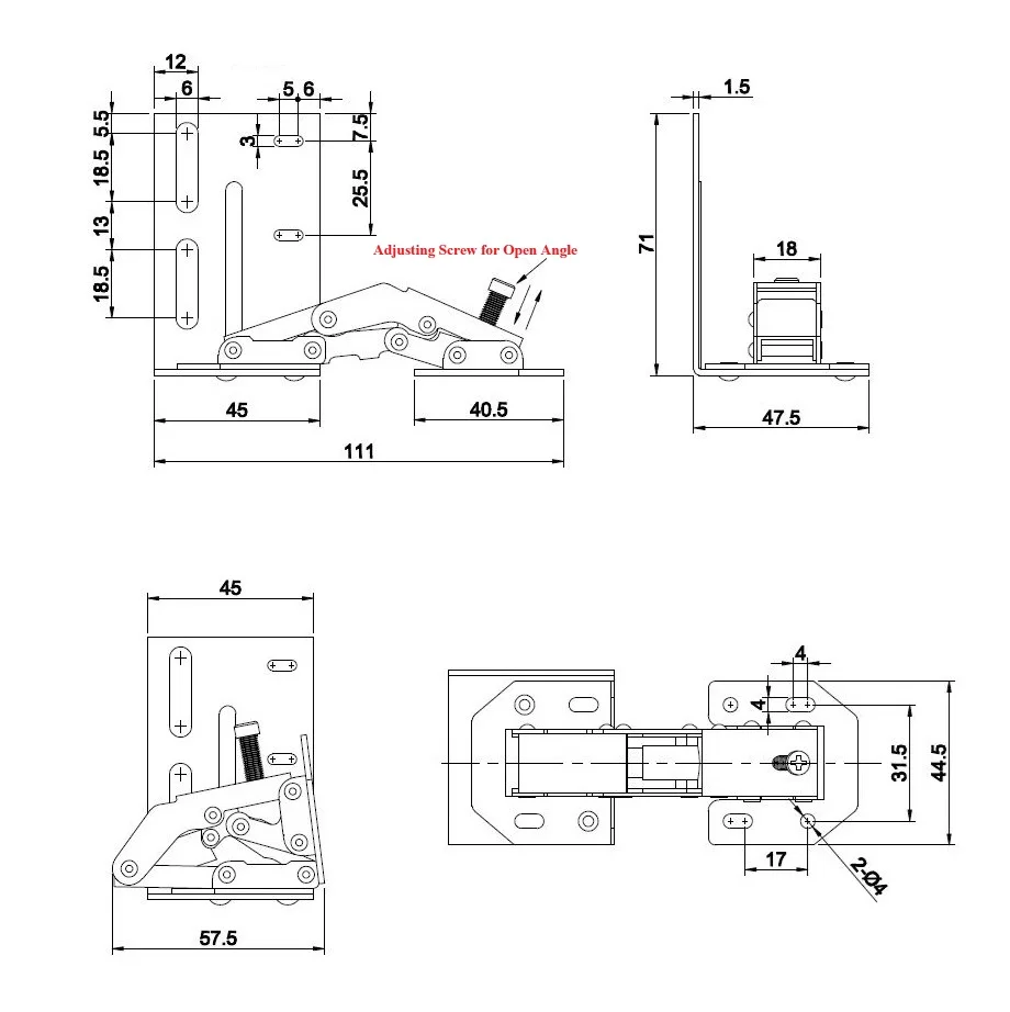 1Pair Sink Front Tip Out Tray Hinge Furniture Cabinet Cupboard