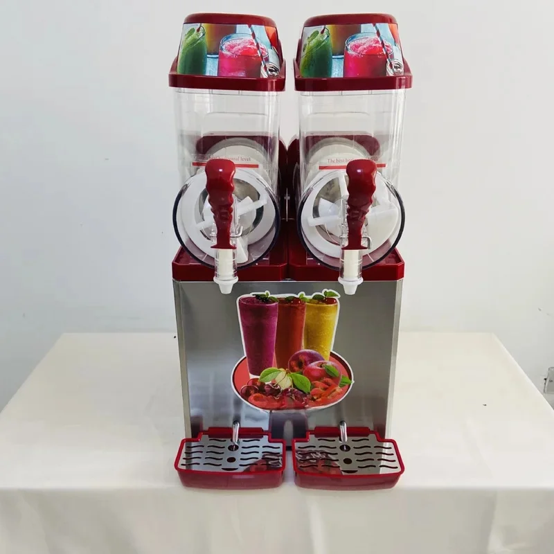 Jagde Light Grey Double Tank Slush Machine Ice Cream Maker 850W Snow Melting Machine Commercial Smoothies Granita 12L