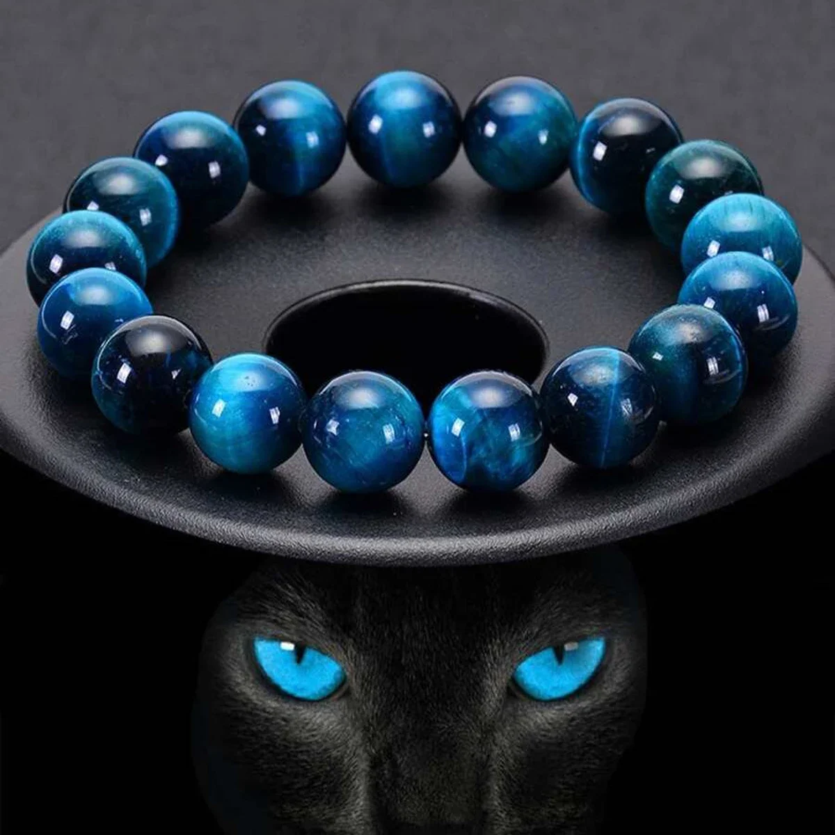 Bracelet de perles en pierre d'oeil de tigre bleu minimaliste, 6/8/10mm, 1 pièce, perles rondes en pierre naturelle pour la décoration quotidienne