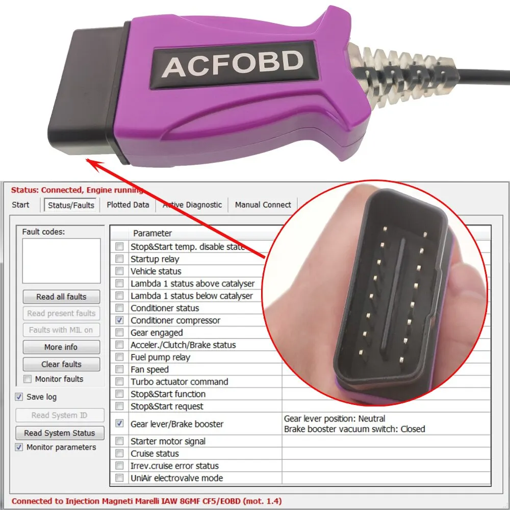 ITCARDIAG ACFOBD OBD2 herramienta de diagnóstico escáner OBD para Fiat/Alfa/Romeo/Lancia/Chrysler/Dodge/Ram/Jeep soporte ABS AIRBAG Cluster