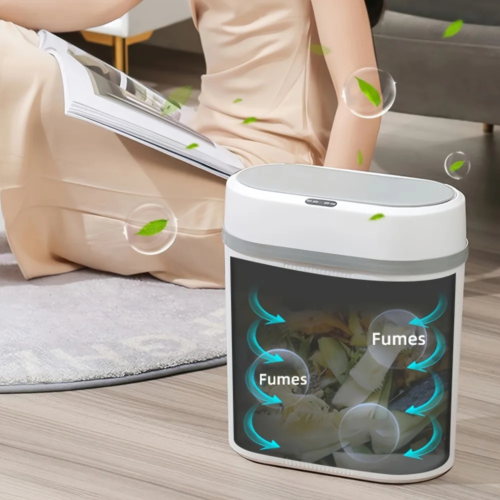 سلة المهملات الذكية التعريفي سعة 12 لتر، سلة المهملات الذكية ذات الاستشعار المنزلية المقاومة للماء، سلة المهملات الذكية لغرفة النوم والحمام والمكتب والمطبخ