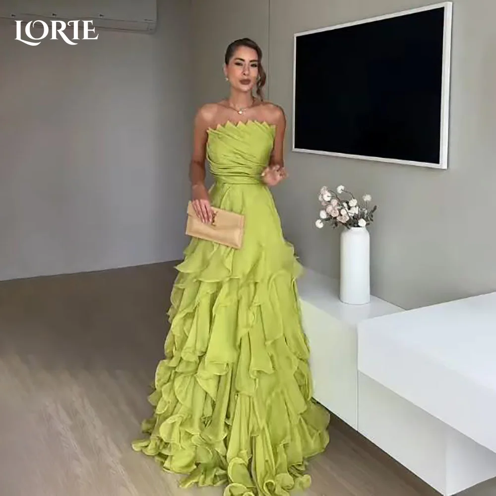 

LORIE Modest Crepe Evening Dresses Elegant Strapless Pleats A-Line Ruched Arabia Prom Gown Ruffle Party Dresses Customized 2026